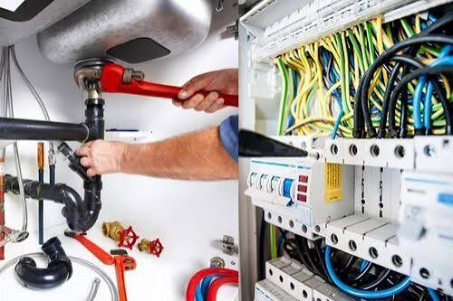Plumbing and electrical panel work on site
